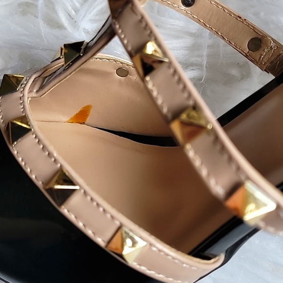 Torta Caliente Strappy Studded Stilettos Black Patent Nude Size 9 - Picture 5 of 8